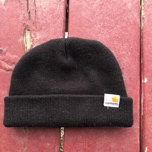 Carhartt Kids Black Knit Cuffed Beanie with Logo Patch